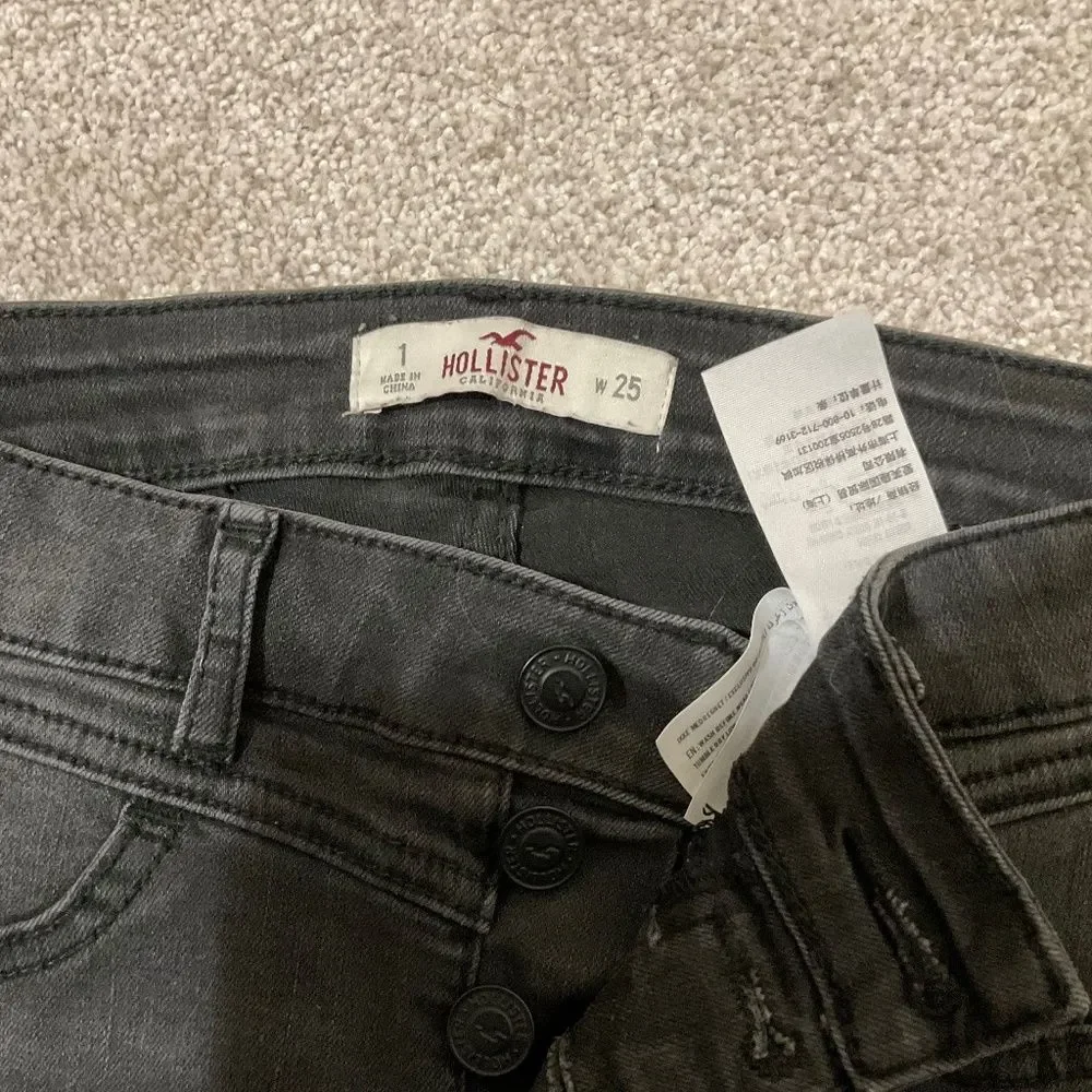 Hollister black super skinny jeans, low rise three button size 1/w 25 - Picture 3 of 8
